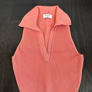 Babaton Pink Collared Knit Top